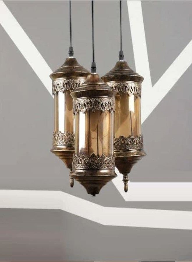 GAUVIK 3 Light Chandelier Antique Modern Pendant Lamp/Hanging Lamp/Ceiling Light for Bedroom, Living Room, Restaurants, Dining, Coffee Shop, Home and Office, Golden Antique - Image 2